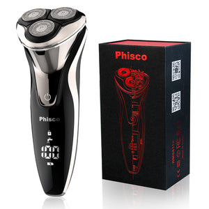 Phisco 3D Floating Wet & Dry Waterproof Electric Shavers for men with Pop Up Trimmer Black
