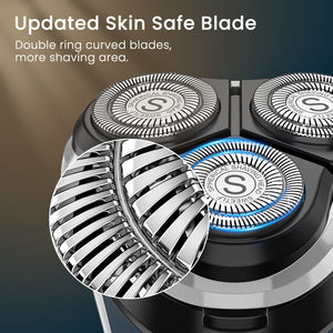 SweetLF Electric Shaver with Air Drying Base - IPX7 Waterproof Electric Razor, Rechargeable Cordless Shavers for Men, Type-C, 120Mins Runtime, Plug & Play, Pop-up Trimmer, (with US Standard Charger),Blue