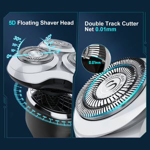 SweetLF 3-in-1 Men's Electric Wet and Dry Shaver with Precision Trimmer Beard Trimmer Shaver Type C Quick Charge and with LED Display
