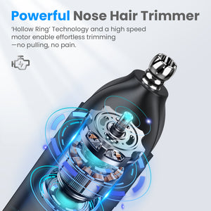 SweetLF Professional 7000 RPM Nose & Ear Hair Trimmer – Whoe Body Washable, USB-C Charging，Pocket-Sized (4.7×1.26inch), Stainless Steel Replaceable Blade