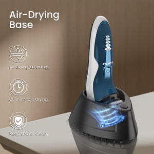 SweetLF Electric Shaver with Air Drying Base - IPX7 Waterproof Electric Razor, Rechargeable Cordless Shavers for Men, Type-C, 120Mins Runtime, Plug & Play, Pop-up Trimmer, (with US Standard Charger),Blue