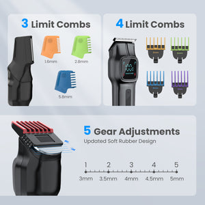 SweetLF Cordless Beard Trimmer for Men: 180-Min USB-C Charge & Storage Stand, IPX7 Waterproof Rechargeable Hair Trimmer - All-in-One Magnetic Replace Grooming Kit for Face/Hair/Nose - 2 Adjustable Speeds