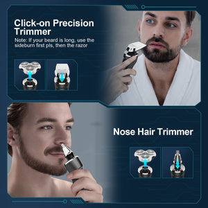 SweetLF 3-in-1 Men's Electric Wet and Dry Shaver with Precision Trimmer Beard Trimmer Shaver Type C Quick Charge and with LED Display