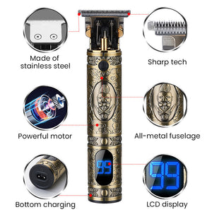 Electric Oil Head Retro Carving Hair Trimmer With Lcd