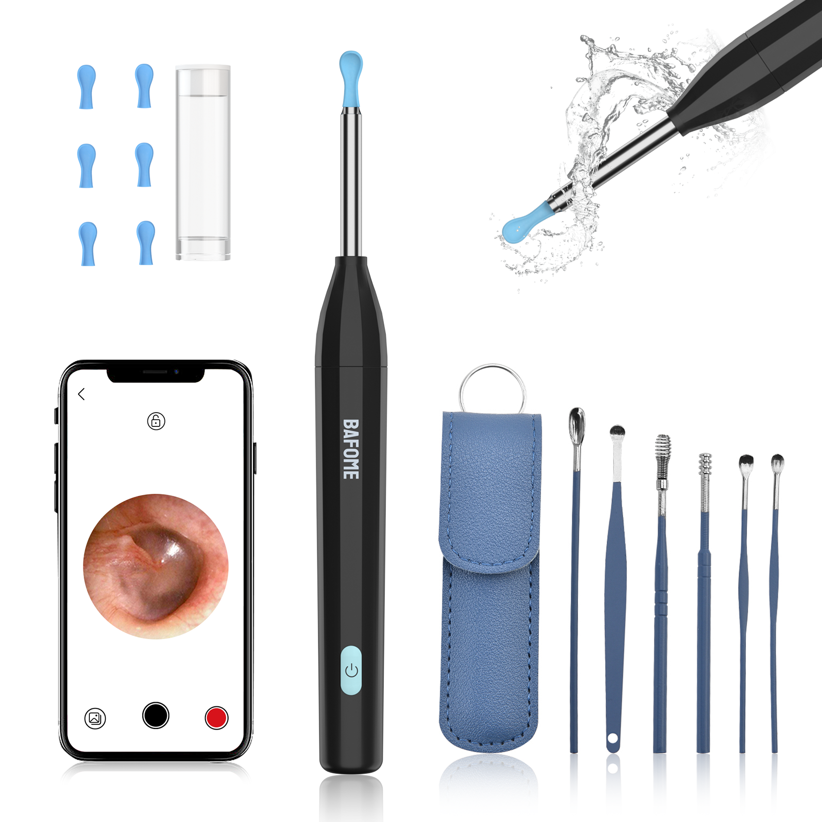 Ear Wax Removal with Camera Wireless Ear Cleaner Tool Kit 1080P FHD Ear  Endoscope Otoscope with 6 LED Light Spade Earwax Removal Ear Cleaning Kit  for iPhone iPad & Android Smart Phones (
