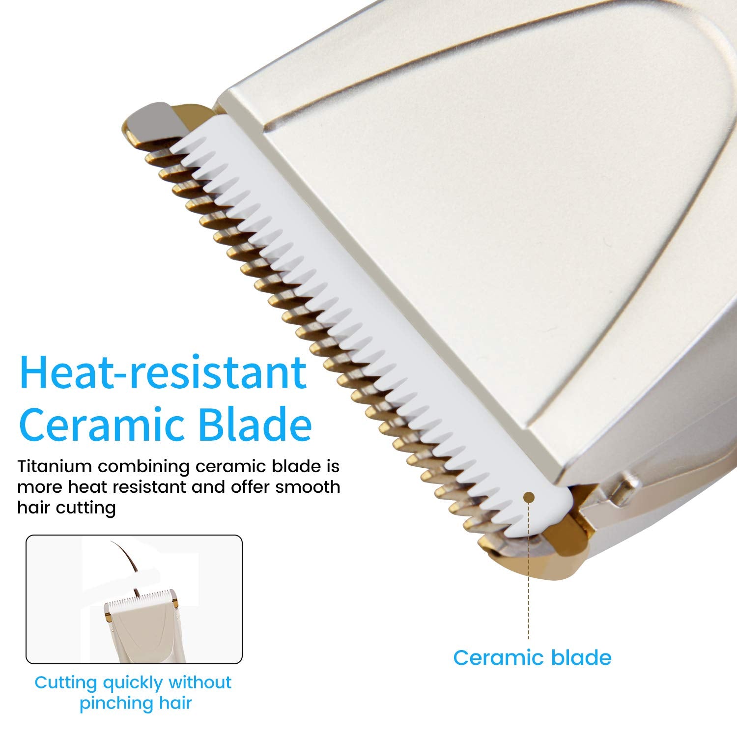 USB Rechargeable Electric Hair Clipper Kit for men with 4 Guide Combs Gold